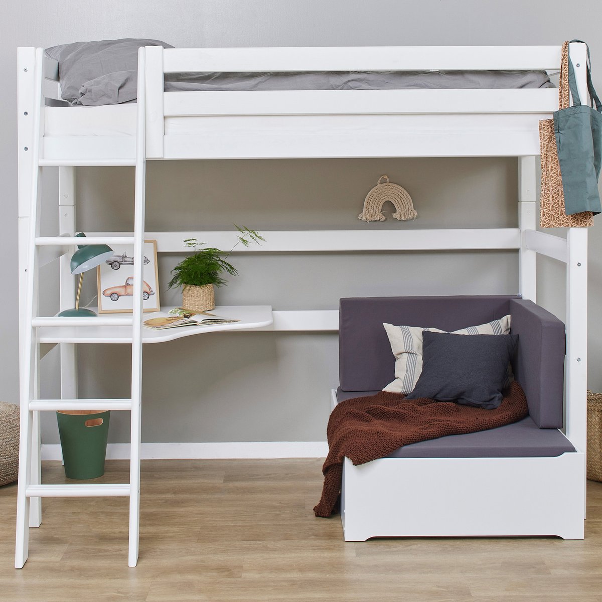 Lit Mezzanine pin massif ECO LUXURY blanc, HOPPEKIDS