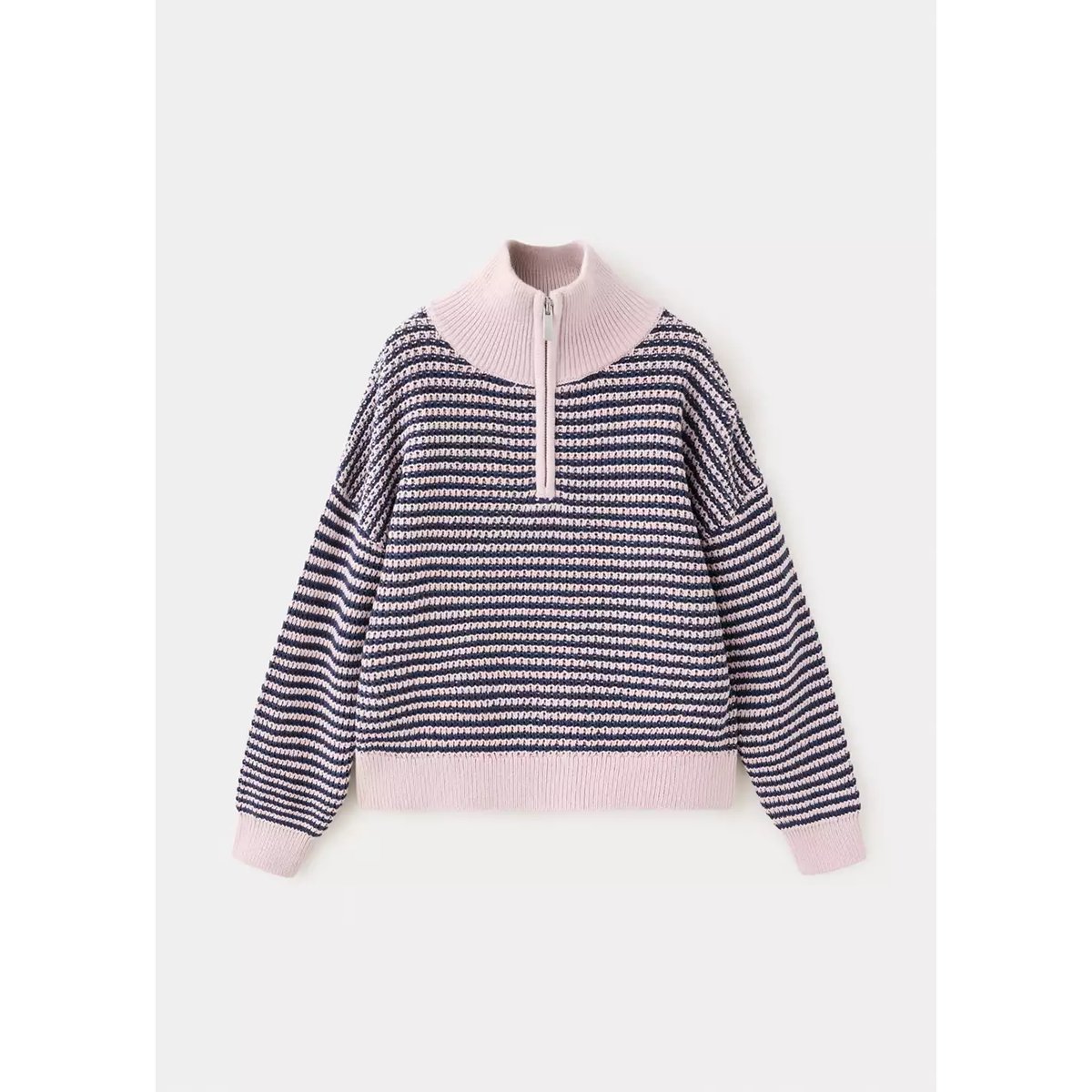 Pull-over zippé rayures violet clair/pastel, MANGO KIDS