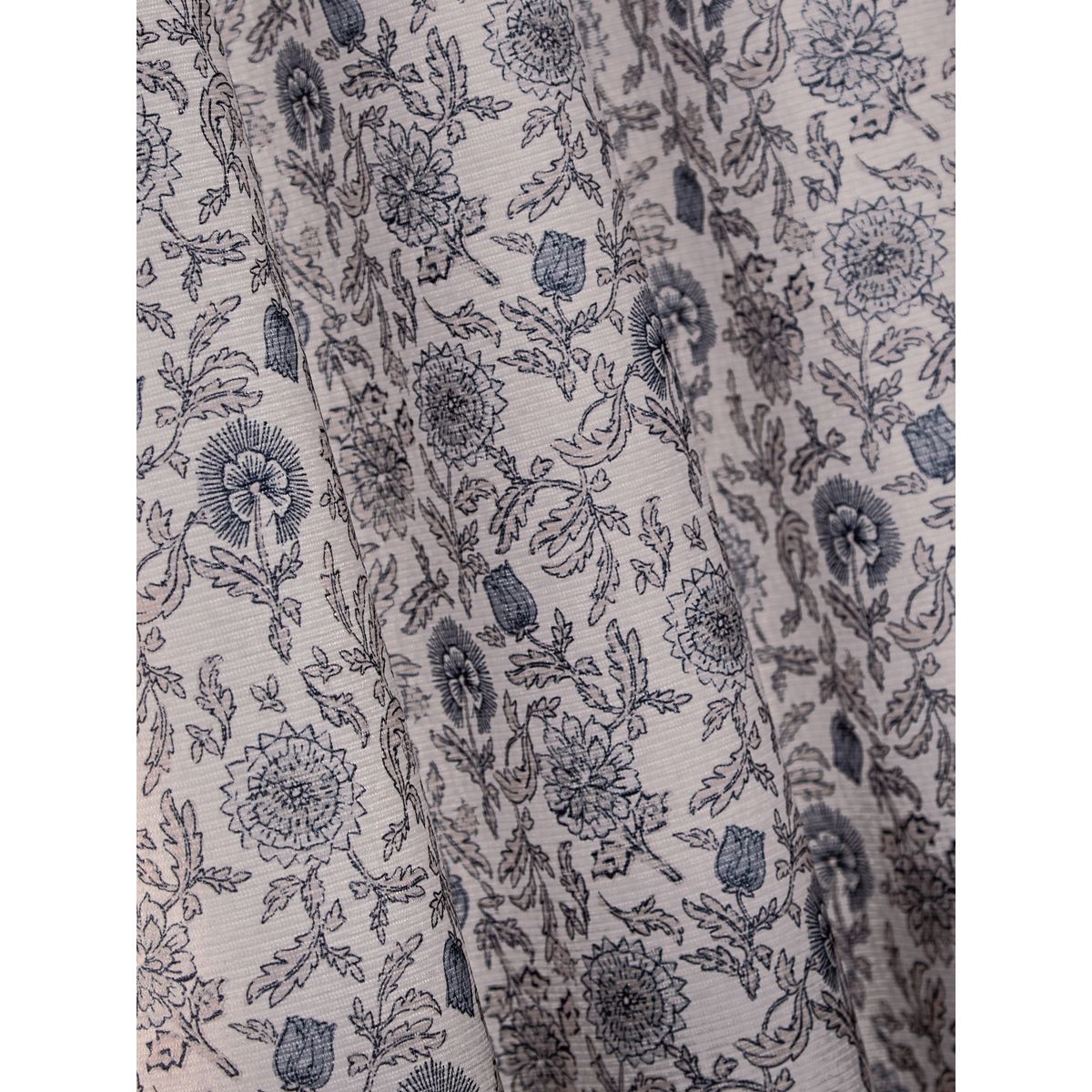 Rideaux doublés en chenille à plis et fleurs naturel/bleu, NEXT