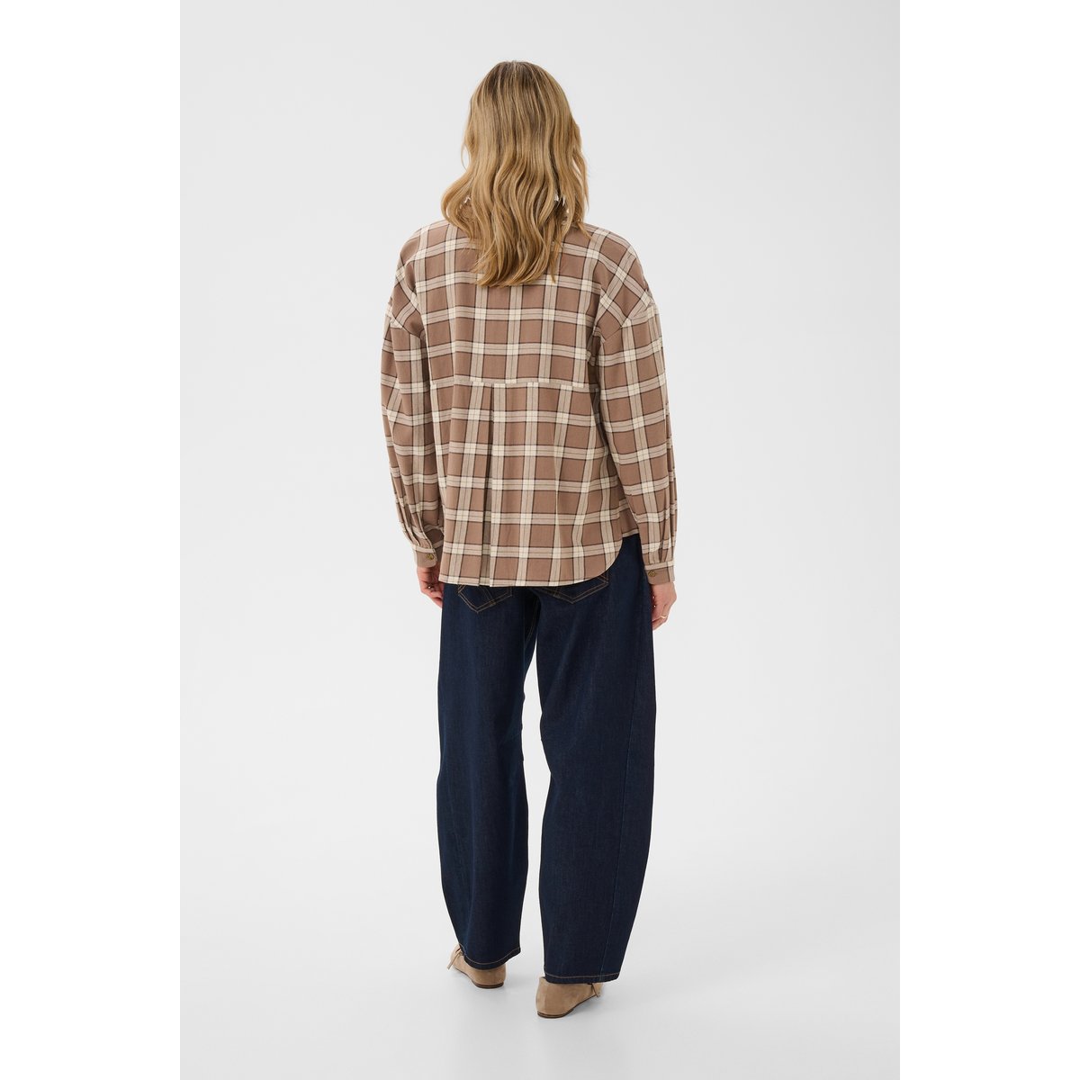 Chemise à manches longues marron brown check, CREAM