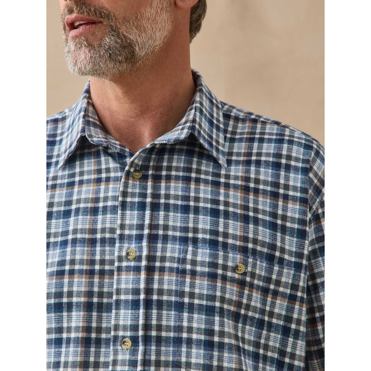 Chemise flanelle homme bleu/marron, DAXON