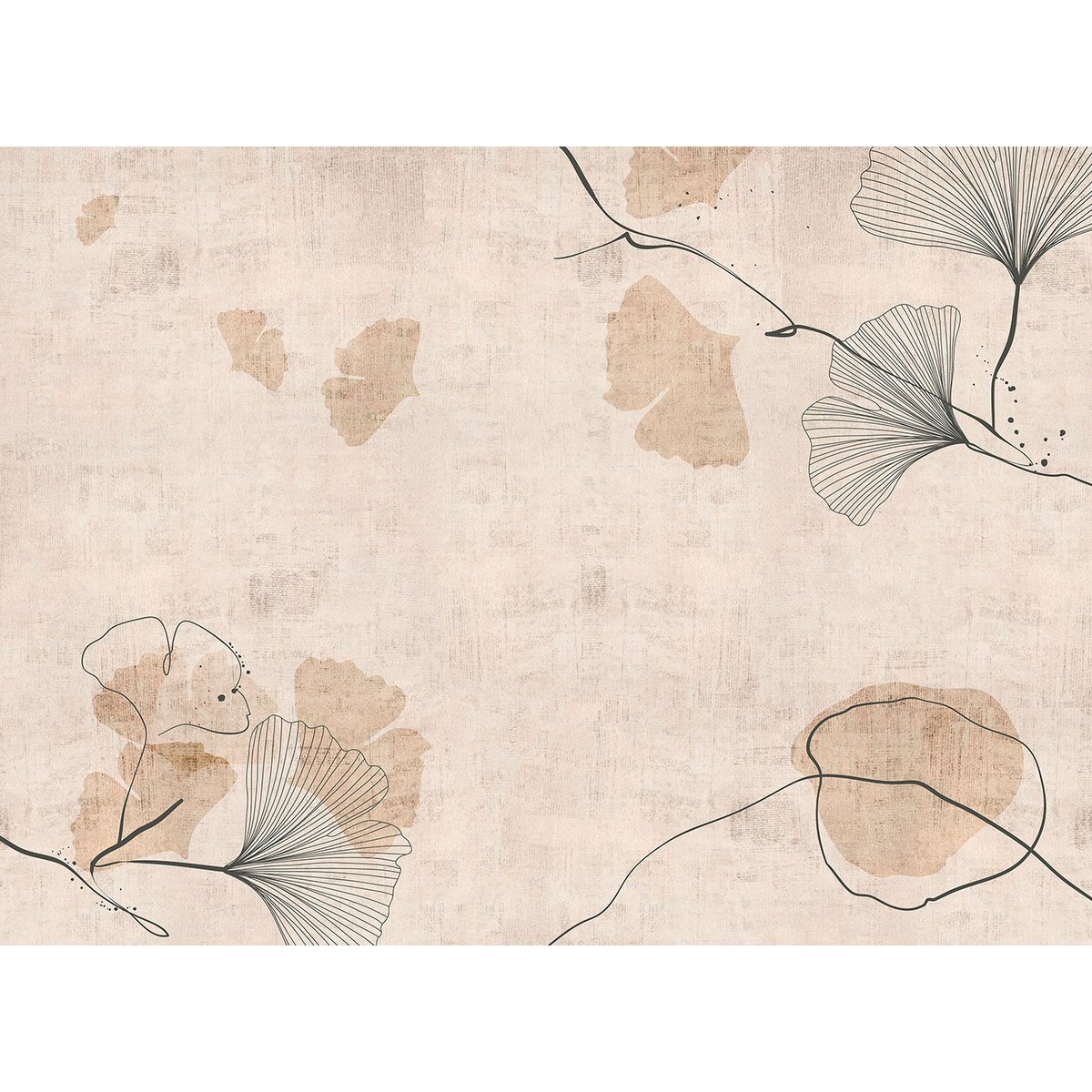 Papier peint panoramique Fogli Di Carta - Beige sable, papillons stylisés beige sable, LE PAPIERS DE NINON