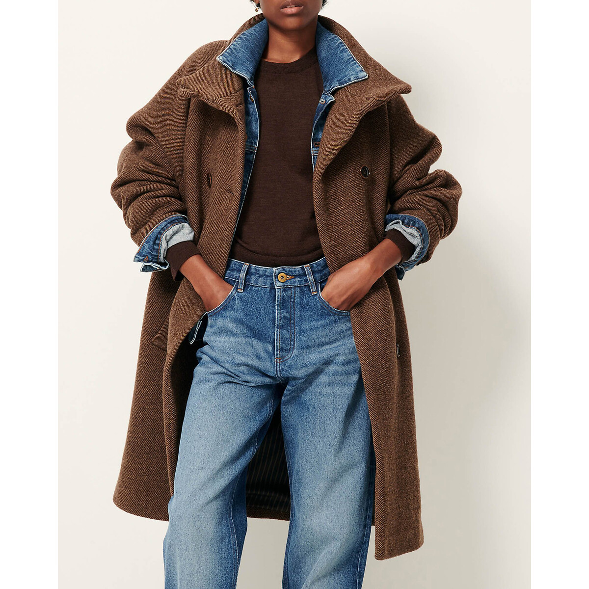Floral Blvd Mid-Length Coat in Wool Blend brown, SESSUN