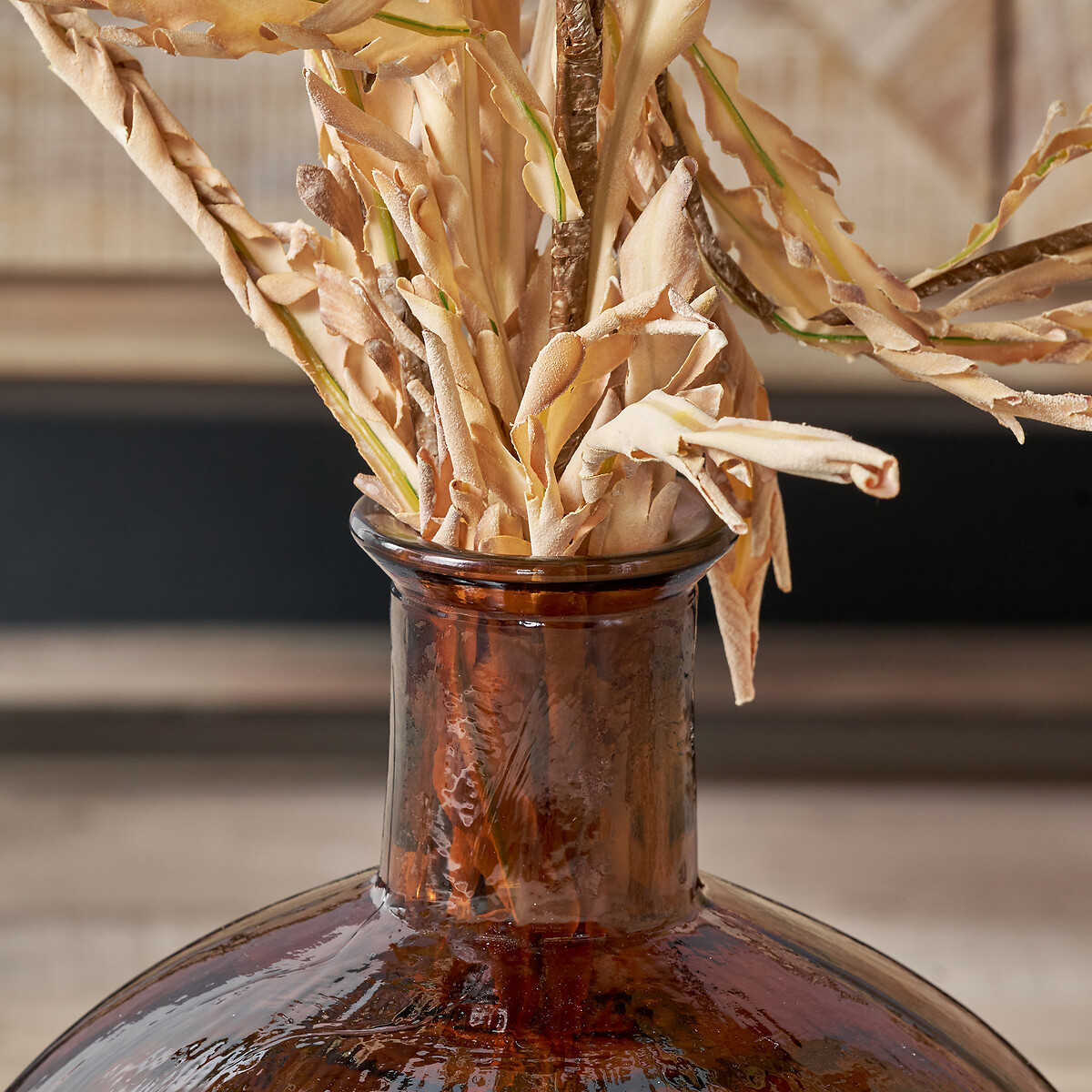 42cm Dimpled Round Recycled Glass Vase pecan, ÉDITÉ