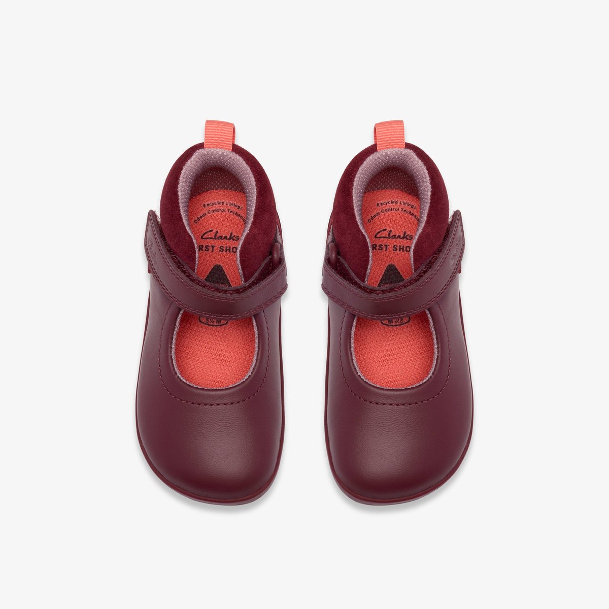 Ballerines Cuir Coupe Large HARBOUR SKIP T rouge, CLARKS