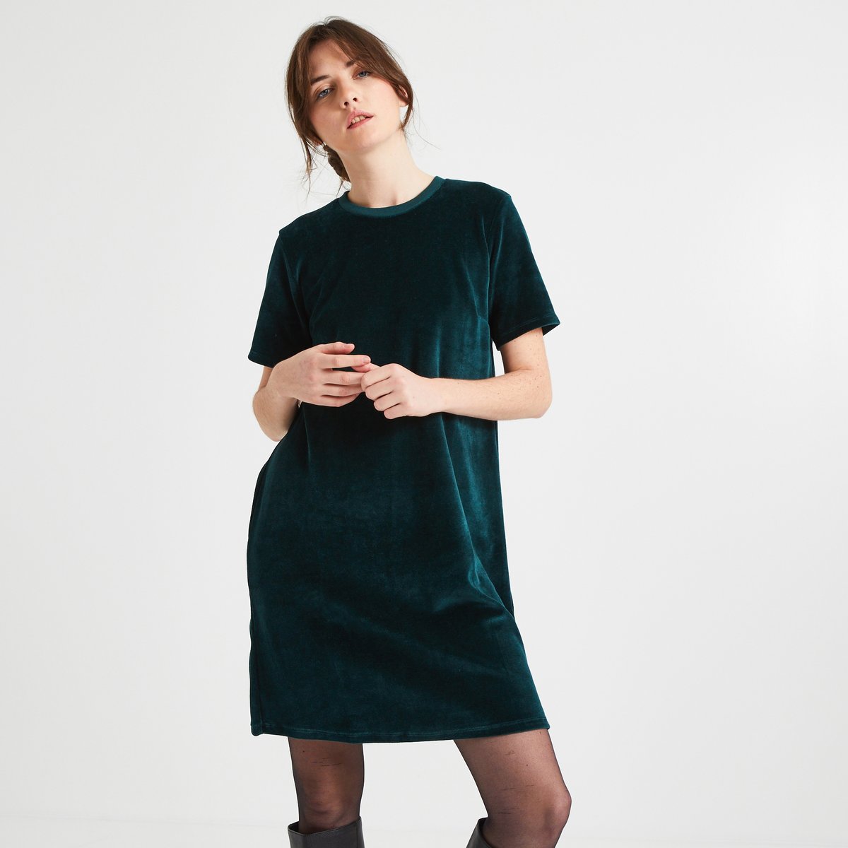 Robe En Velours sapin, MONOPRIX