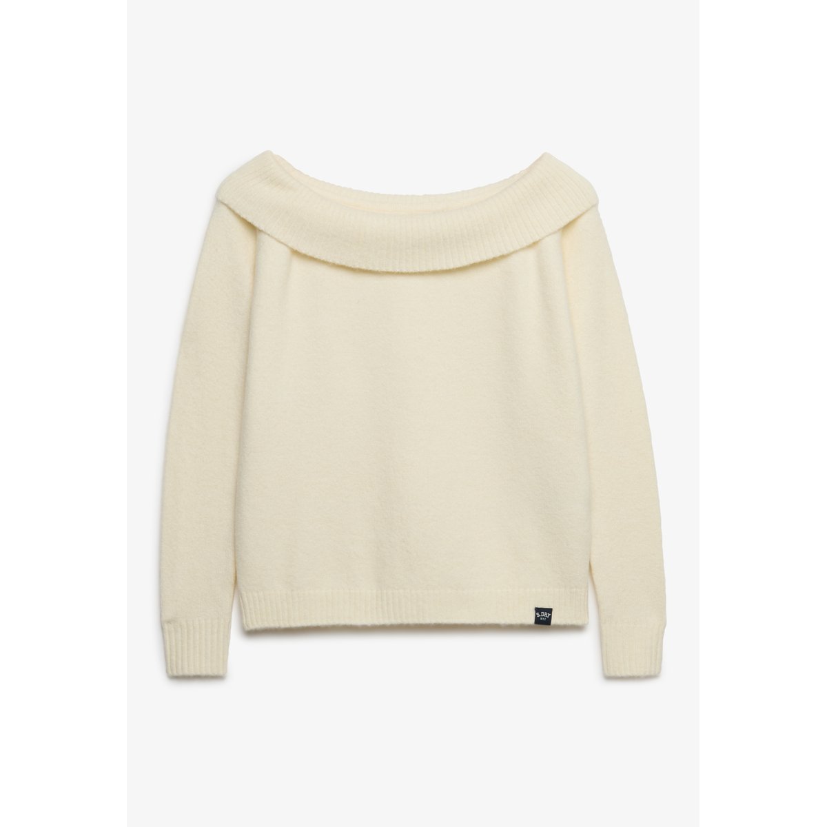 Pull Bardot Maille Coupe Ajustée blanc cassé os du désert, SUPERDRY