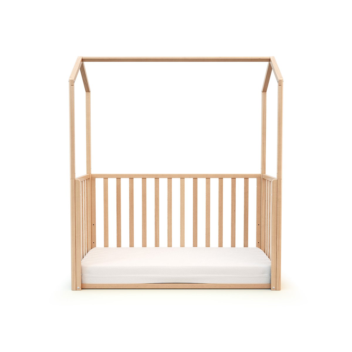 Lit cabane bébé évolutif en bois KASA hêtre verni, AT4