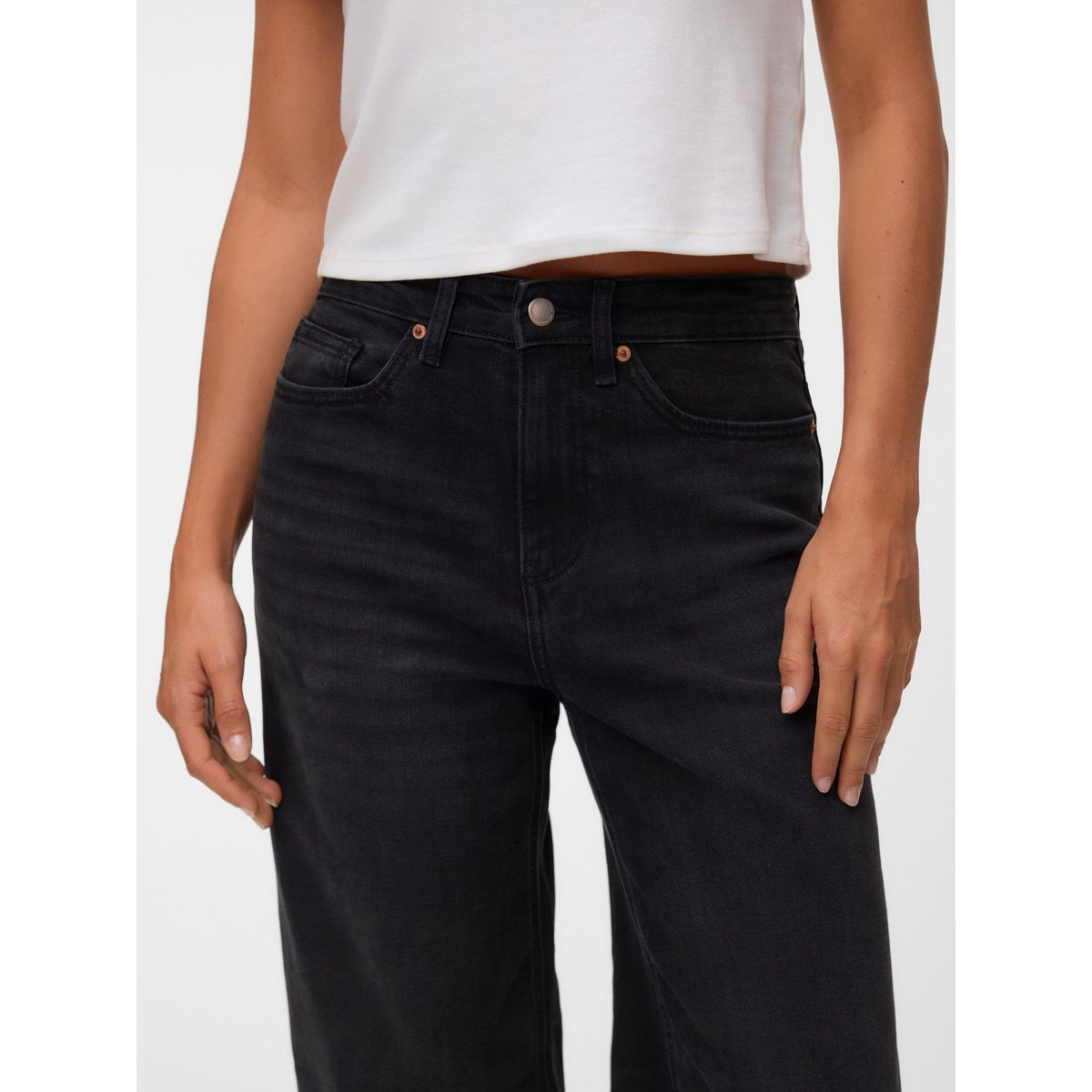 Jean À Coupe Large black denim, VERO MODA