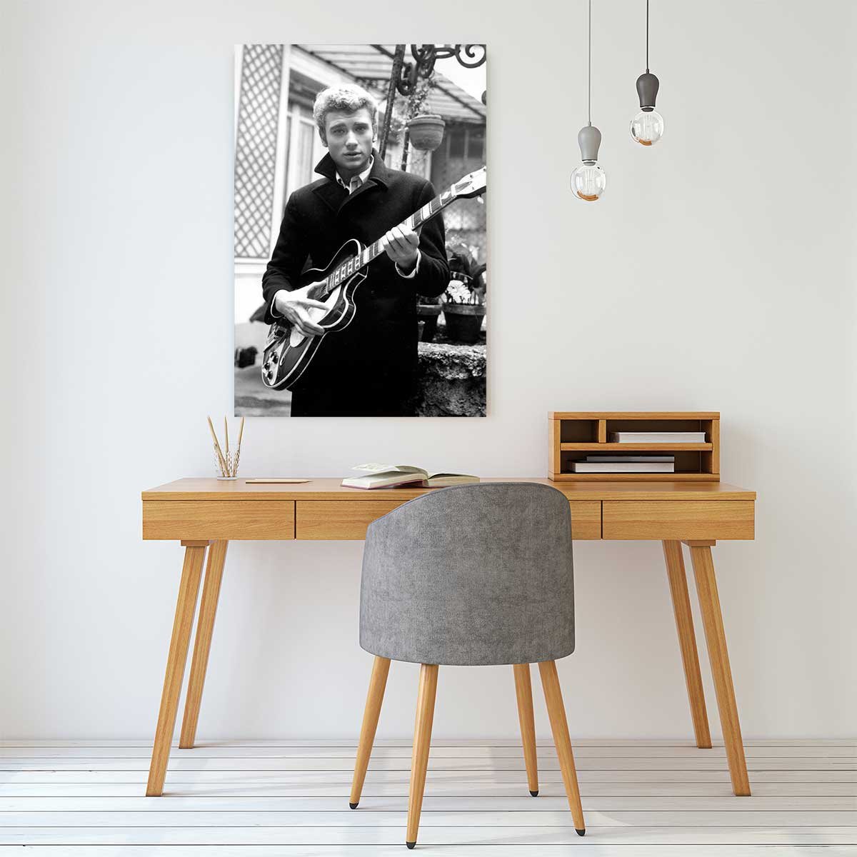 Tableau johnny hallyday et sa guitare en 1963 toile imprimée, HEXOA