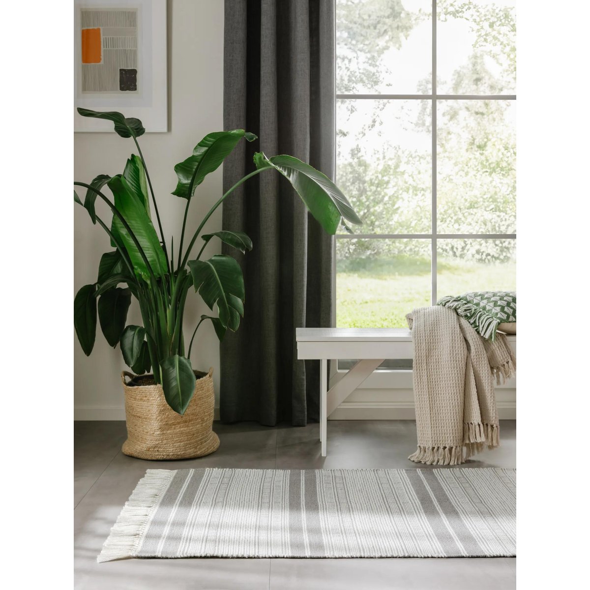Tapis de couloir d'extérieur & intérieur tissé main SIENA gris, BENUTA 