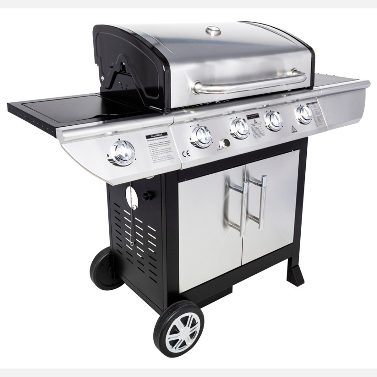 Barbecue à gaz avec couvercle et chariot noir, SOMAGIC