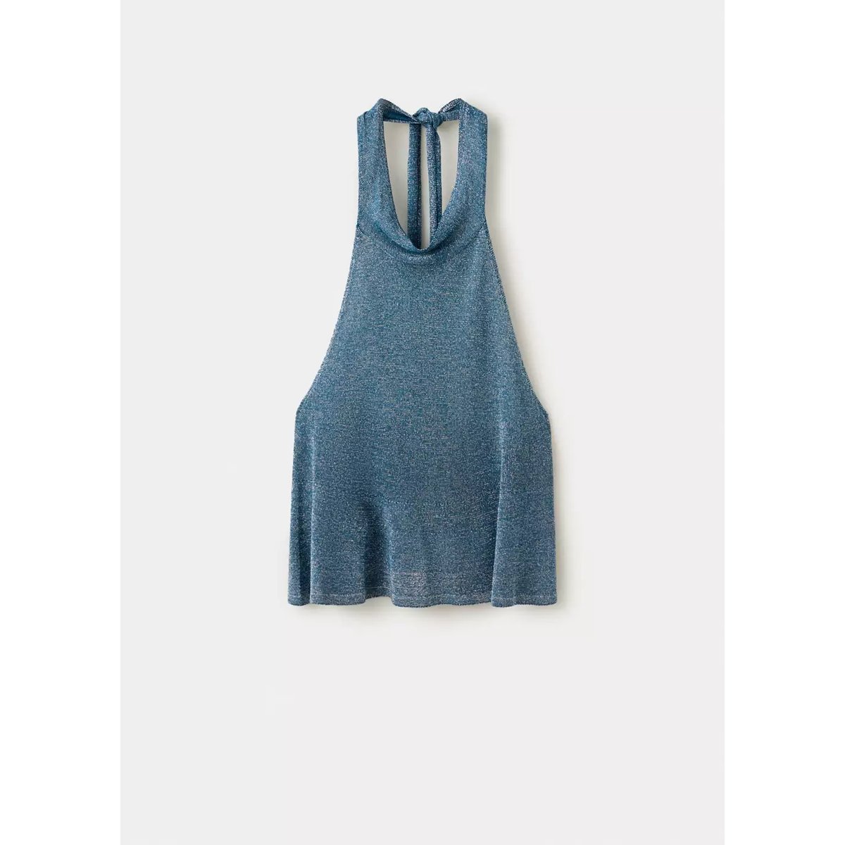 Top halter métallisé bleu pétrole, MANGO TEEN