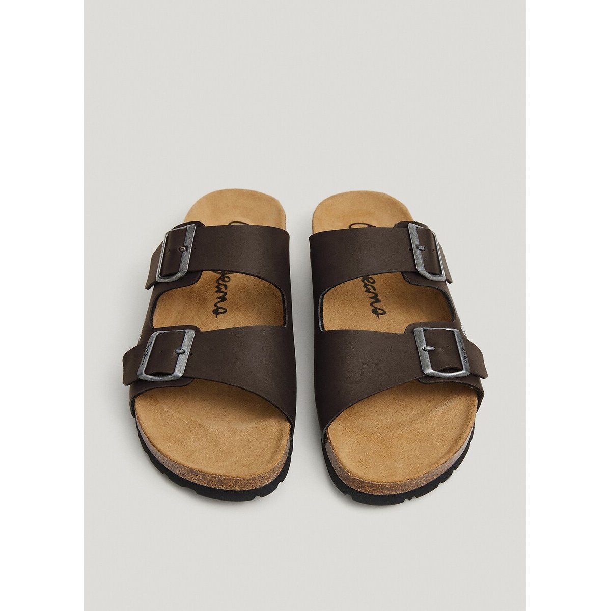 Mules doubles brides DOUBLE KANSAS marron, PEPE JEANS