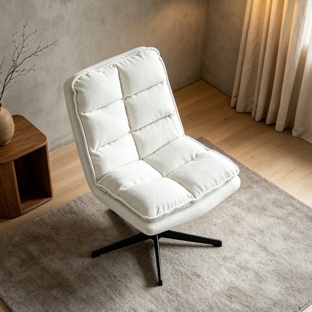 Fauteuil relax pivotant sans accoudoirs, AESTON blanc, MEUBLES COSY