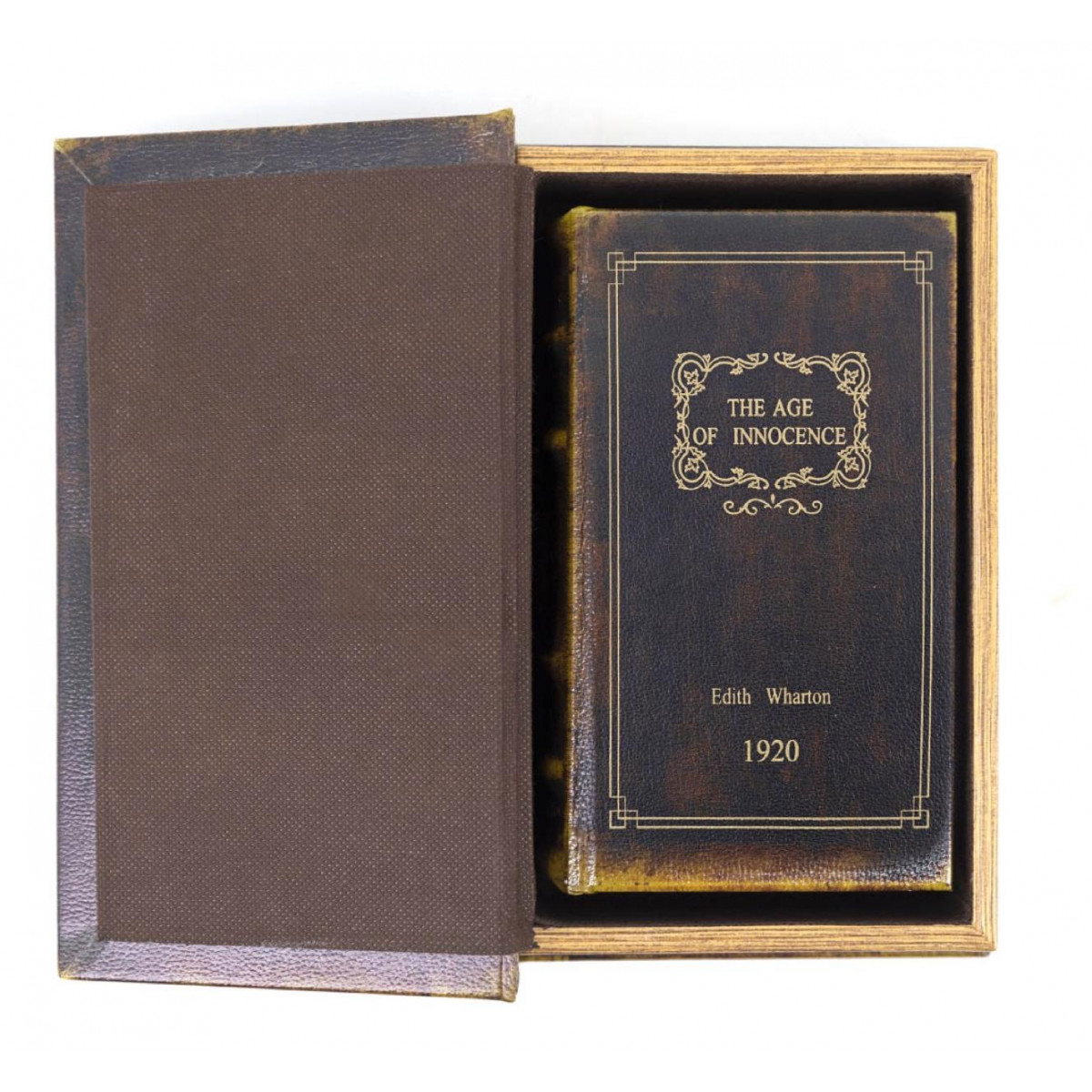 Livre age of innocence carton similicuir marron, DECORATION D’AUTREFOIS