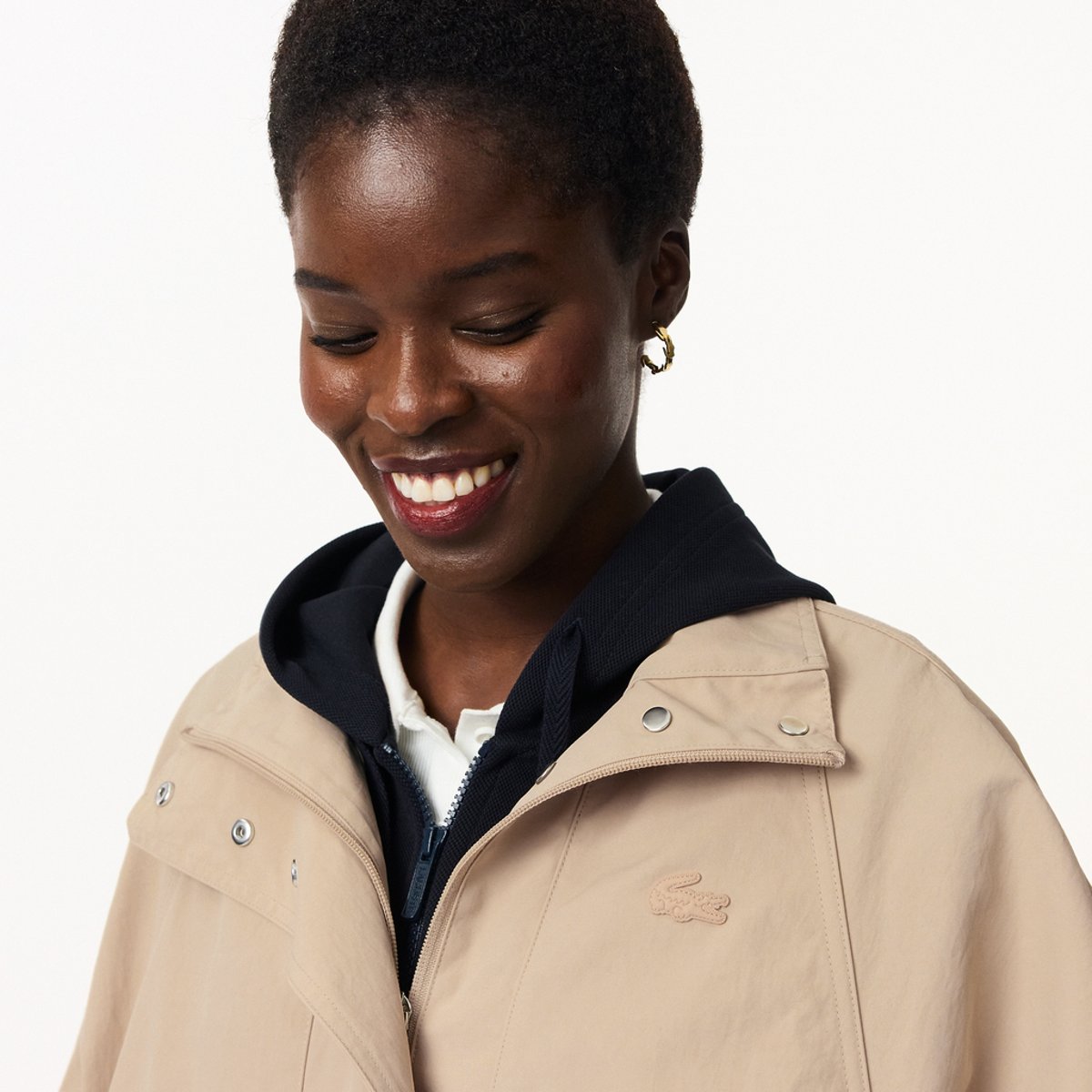 Parka mi-longue oversize déperlante beige-x6f, LACOSTE