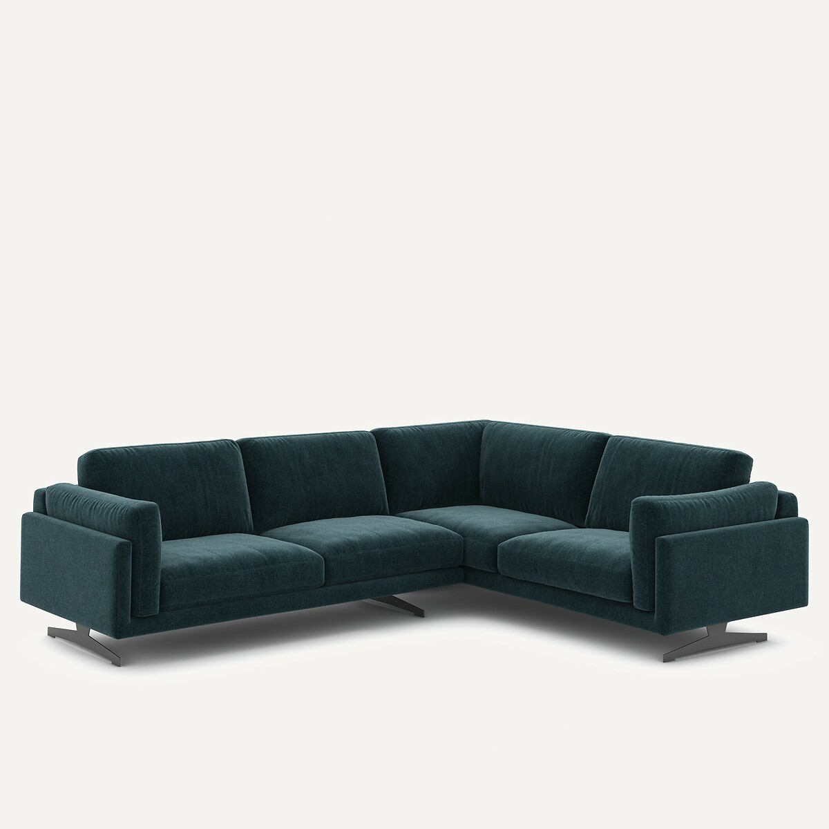 Canapé d'angle velours chenille, César vert sarcelle, AM.PM