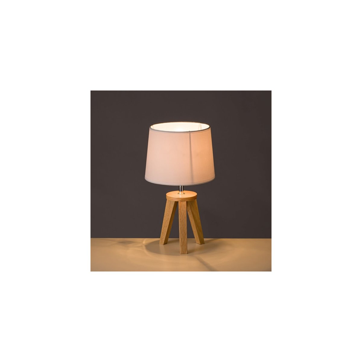 Lampe à Poser Trépied Bois et Abat-jour Blanc - Hauteur 33.5cm blanc, WADIGA