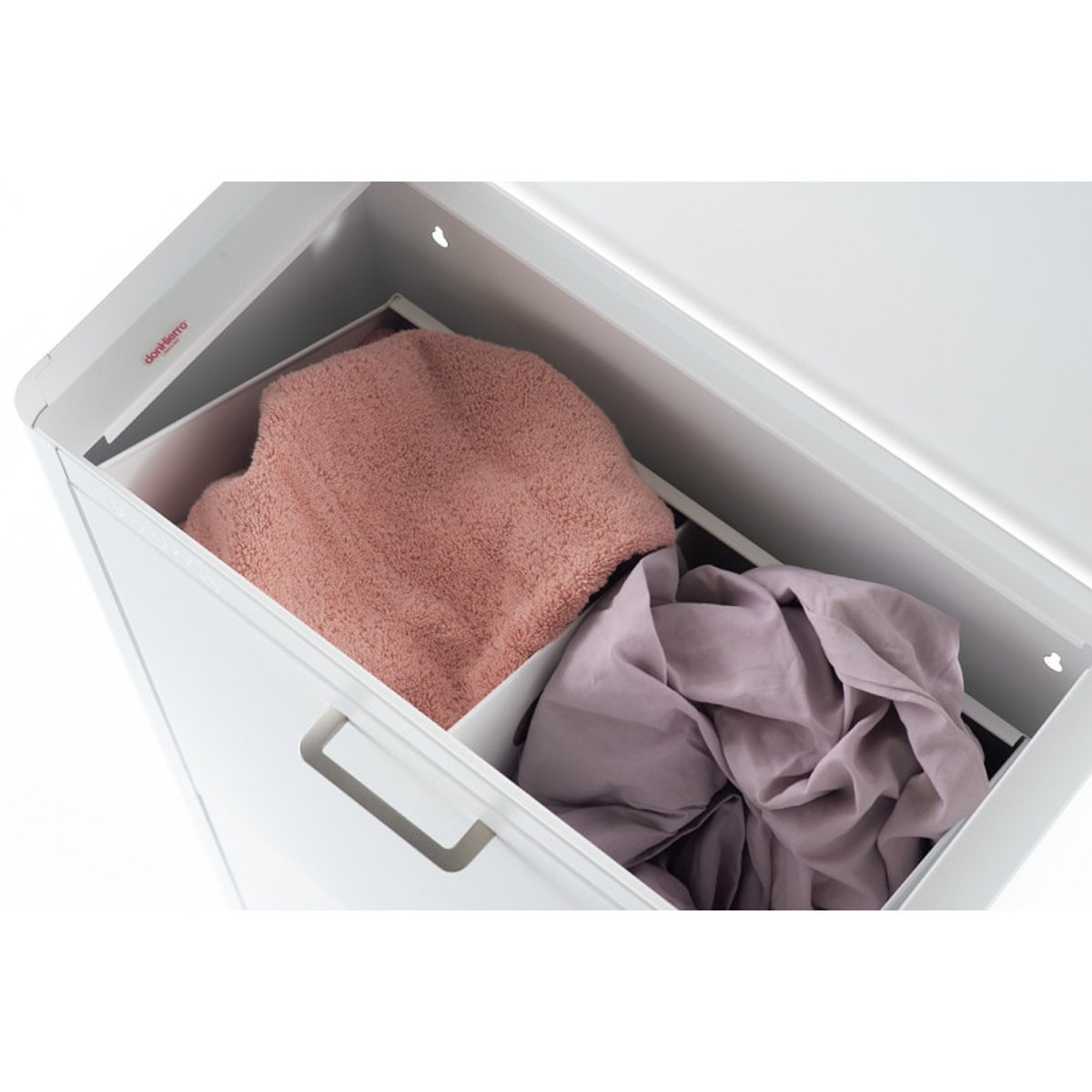 Panier à linge AUDREY, 100L, 3 compartiments, métal blanc, design moderne blanc, DON HIERRO
