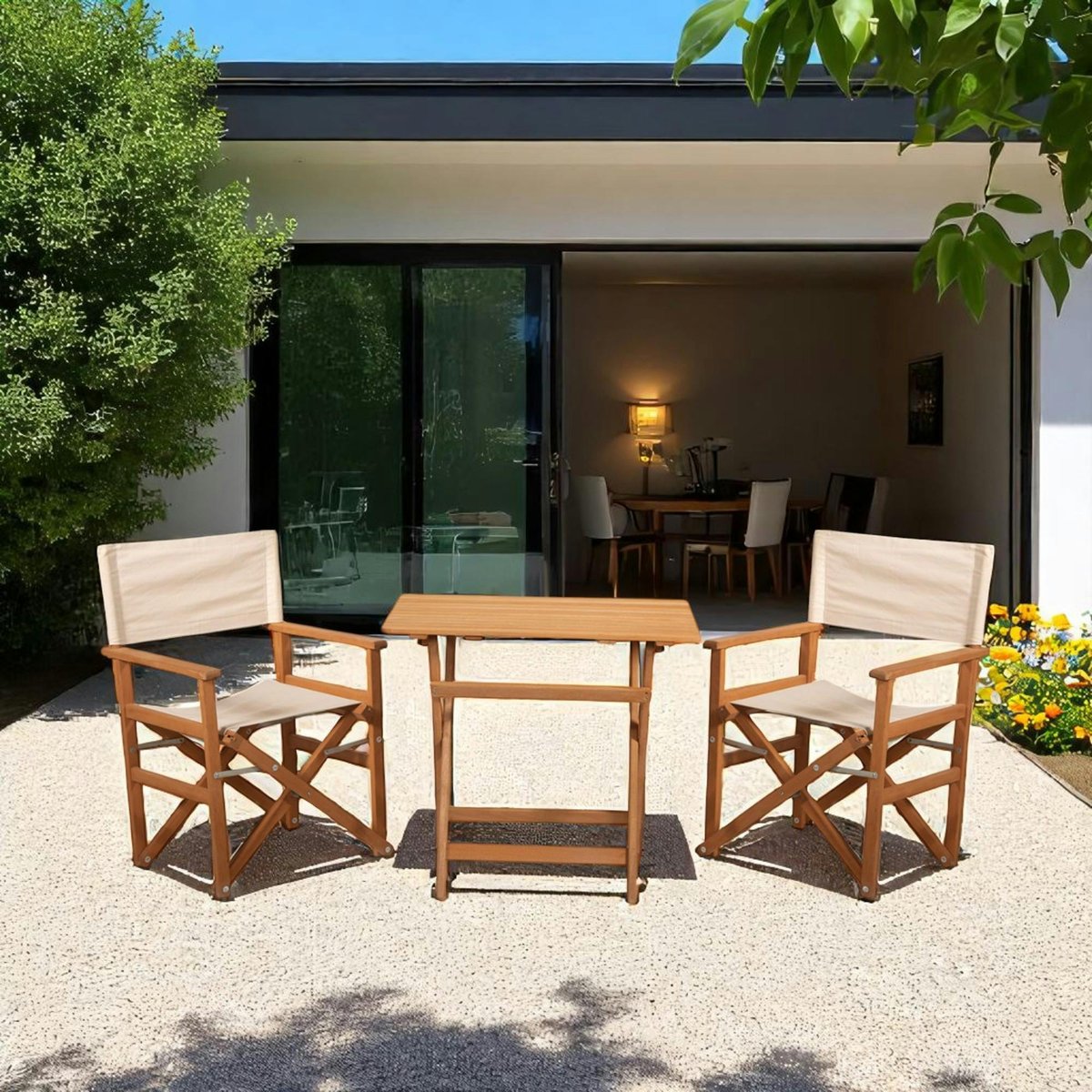 Salon jardin 2 places compact en bois TALIFA bois naturel, PIER IMPORT