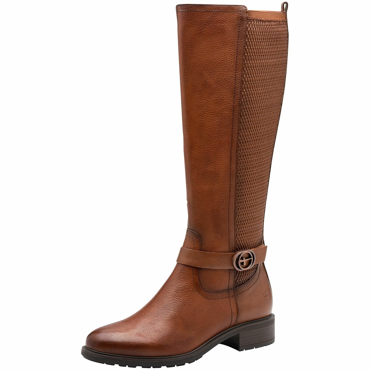 Bottes cavalières élastiquées, en cuir cognac, TAMARIS
