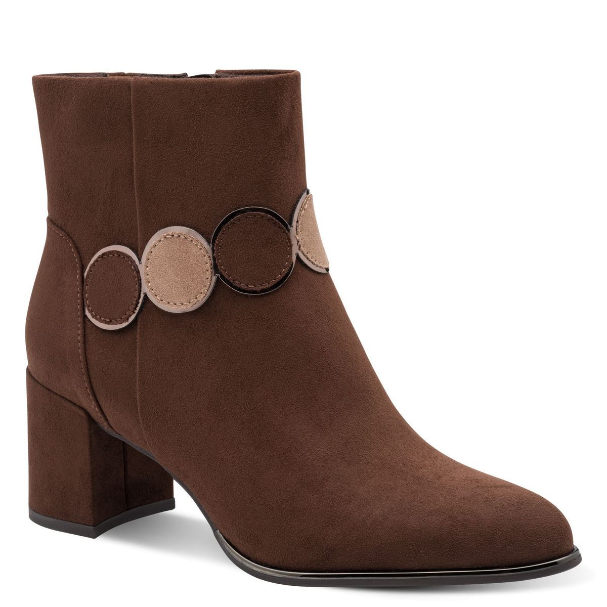 Bottine talon bloc marron taupe nubuck, MARCO TOZZI