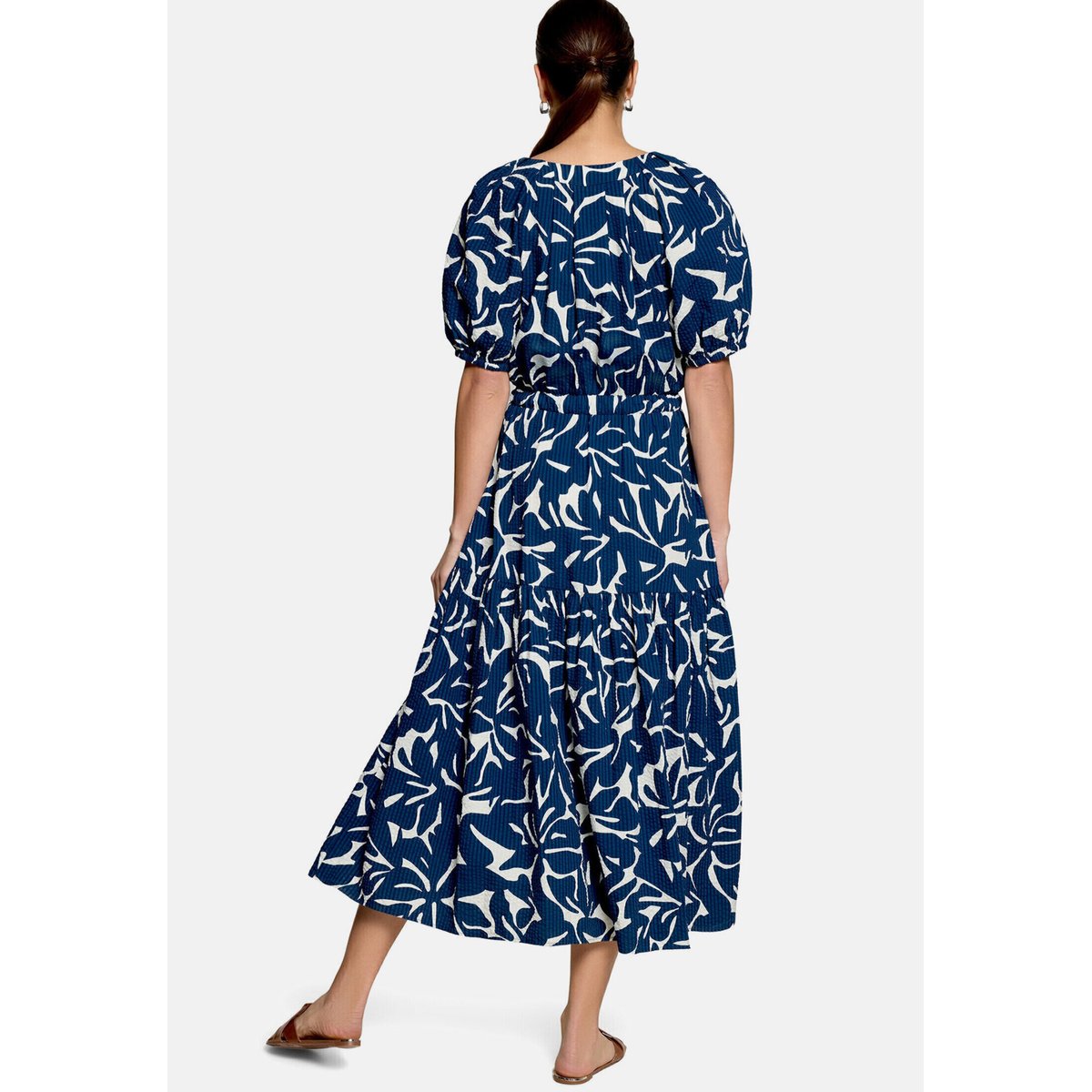 Robe maxi longueur manches courtes blue/cream, ZERO