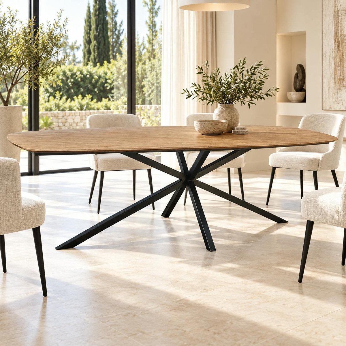 Table à manger en bois de teck recyclé 200 cm DEPOK bois naturel, PIER IMPORT