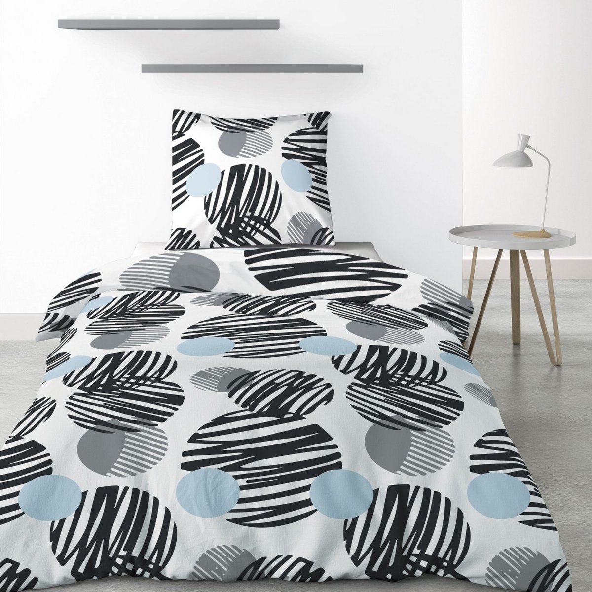 Parure de lit - housse de couette en microfibre noir, EDEN