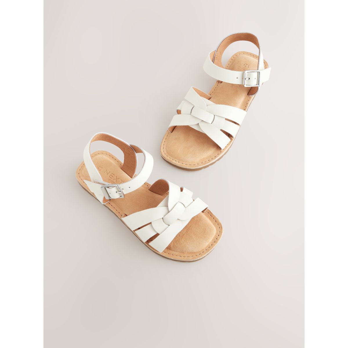 Sandales tissée en cuir blanc, NEXT