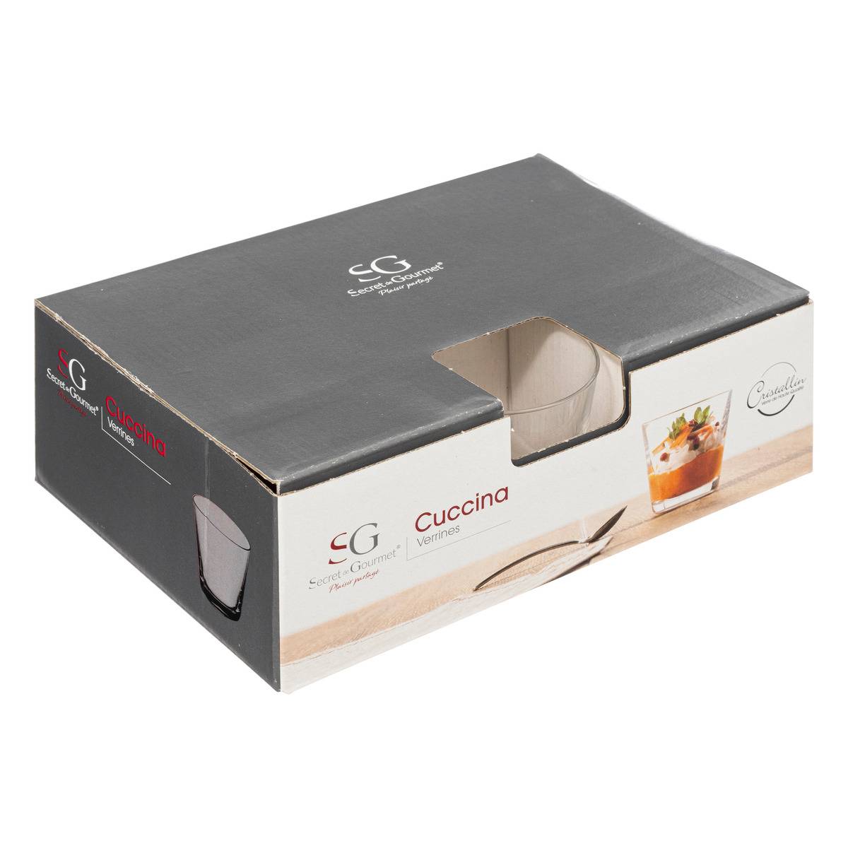 Lot de 6 verrines en verre CUCCINA transparent, SECRET DE GOURMET