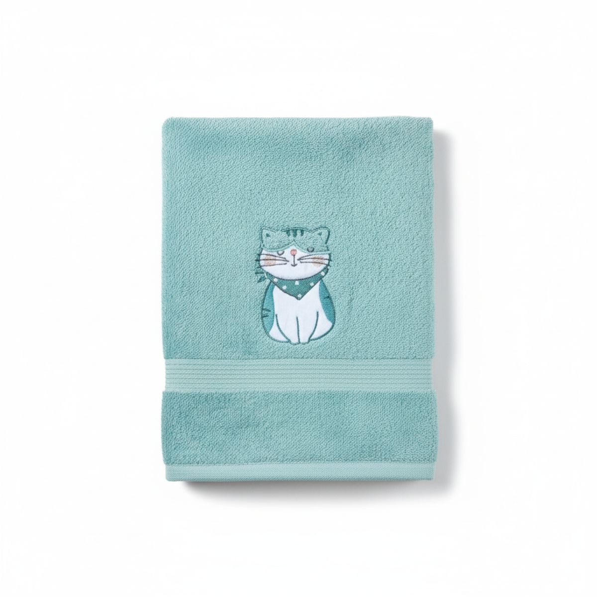 Drap de bain en Coton 450g/m² - LES PETITS FELINS blanc, TRADITION DES VOSGES