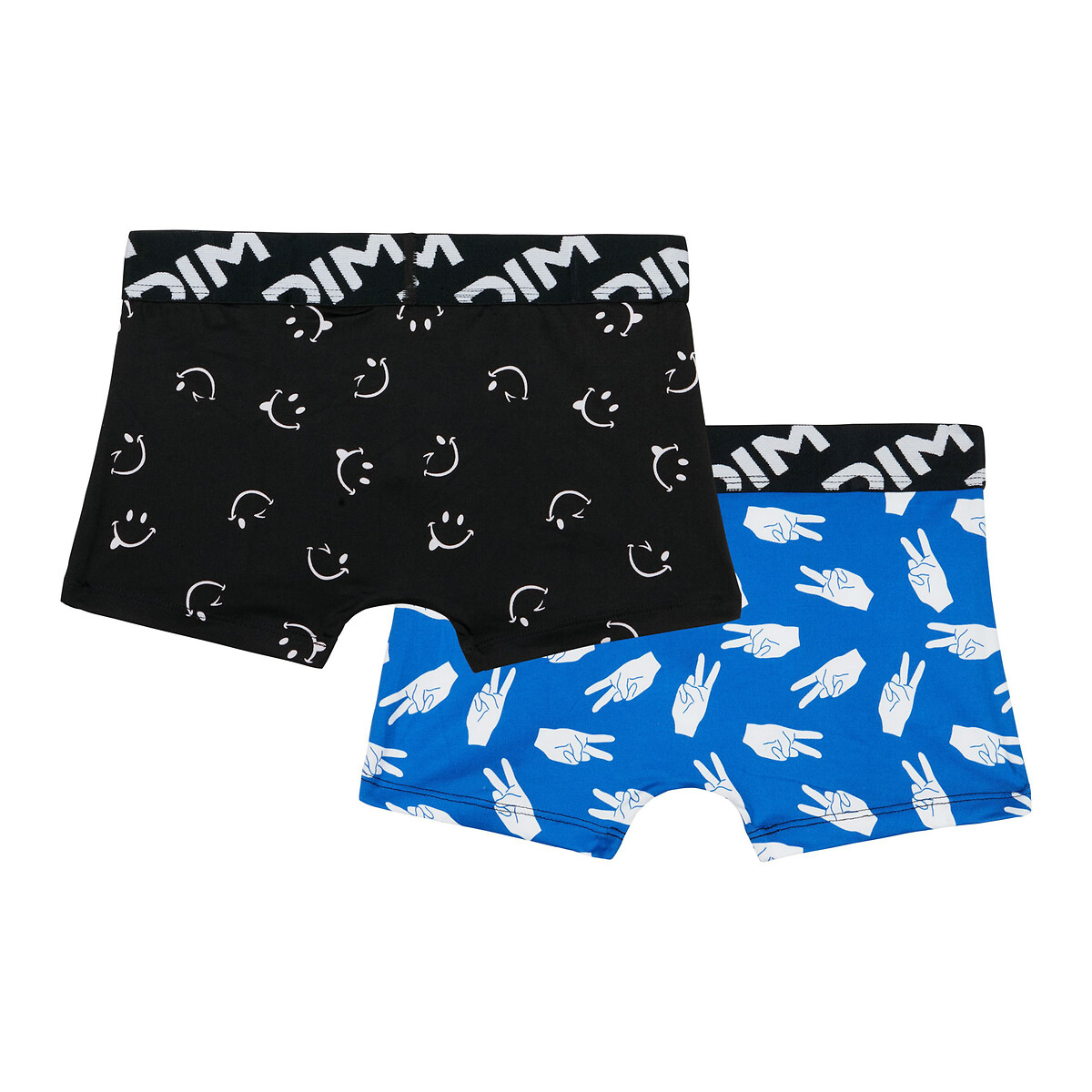 Lot de 2 boxers imprimés en microfibre bleu + noir, DIM