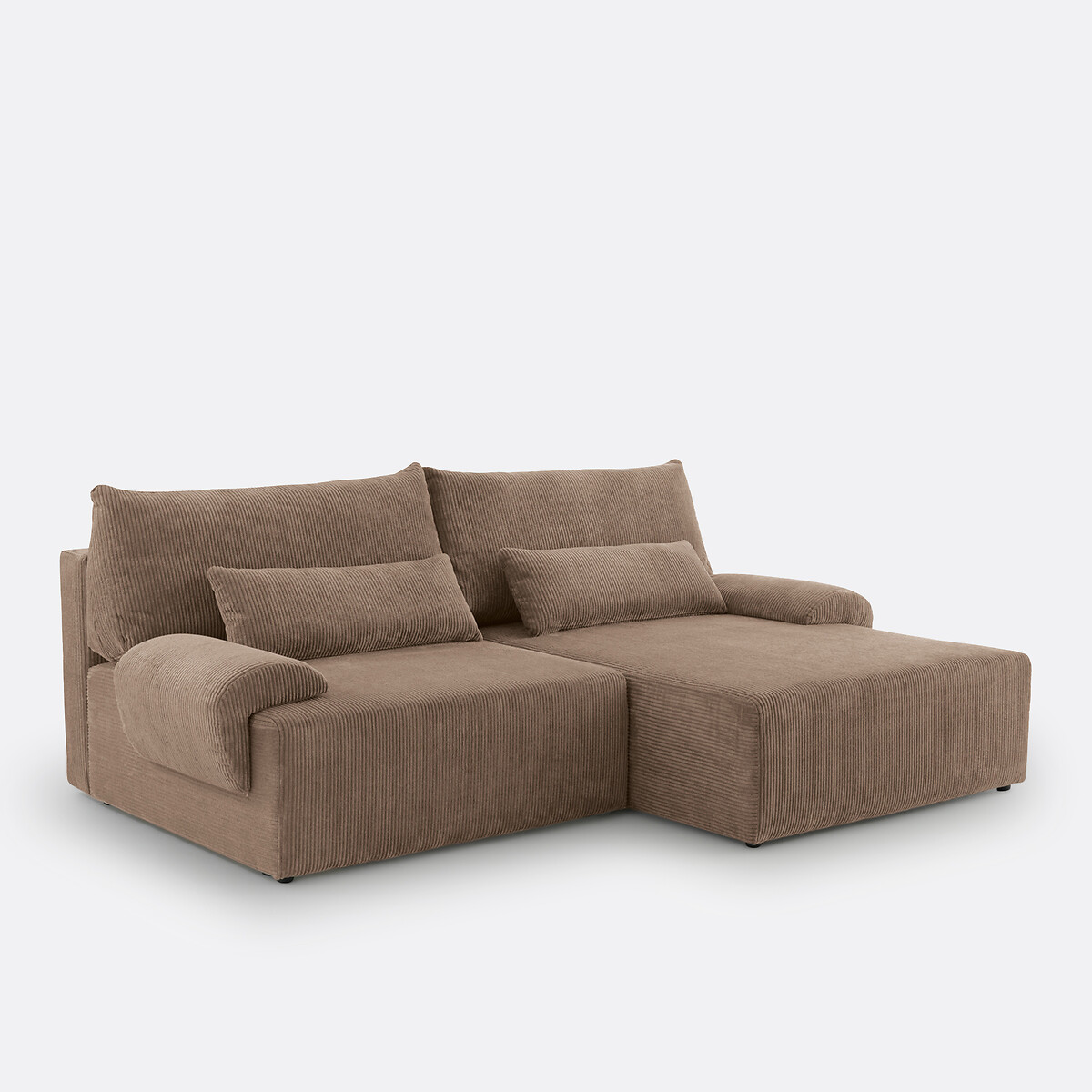 Hoekbank met koffer, ribfluweel, MAONA taupe , LA REDOUTE INTERIEURS