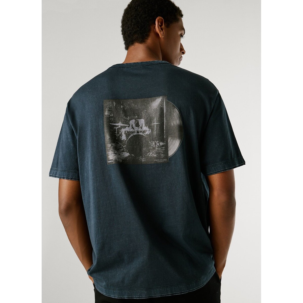 T-shirt manches courtes logo dos SPENCER noir délavé, PEPE JEANS