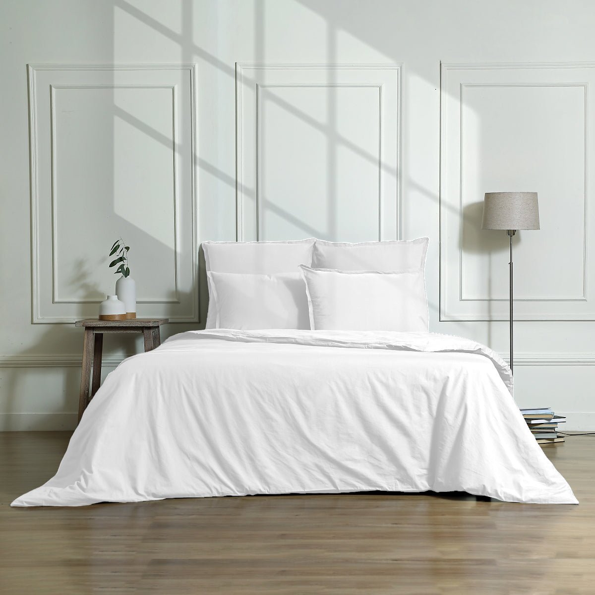 Drap plat satin lavé de coton bio GAIA Made in Europe blanc, FEBRONIE