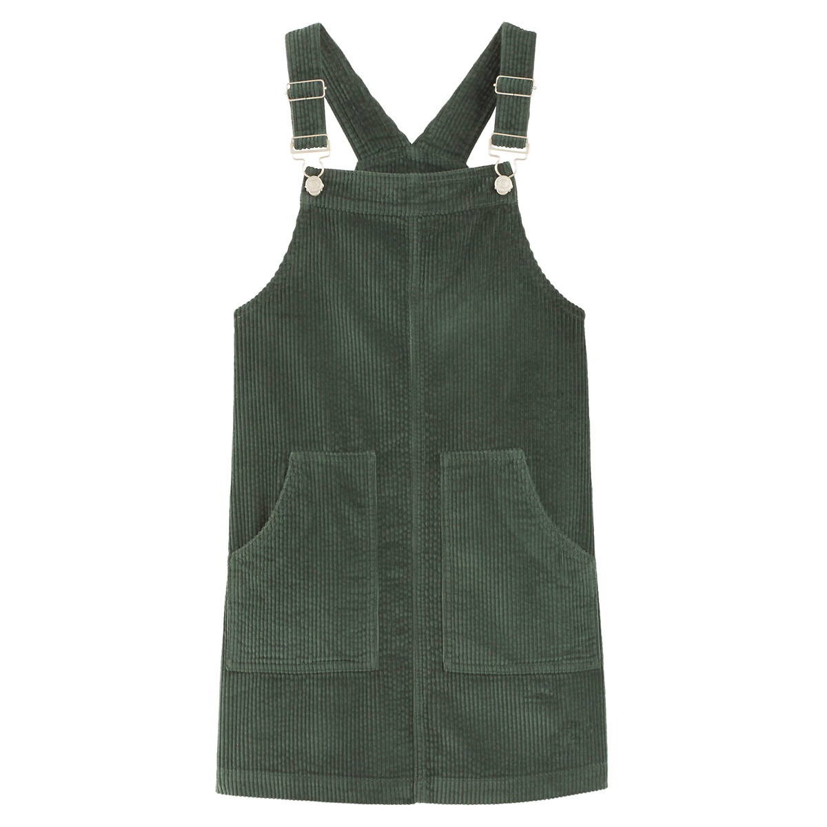 Velour Dungaree Dress khaki green, LA REDOUTE COLLECTIONS