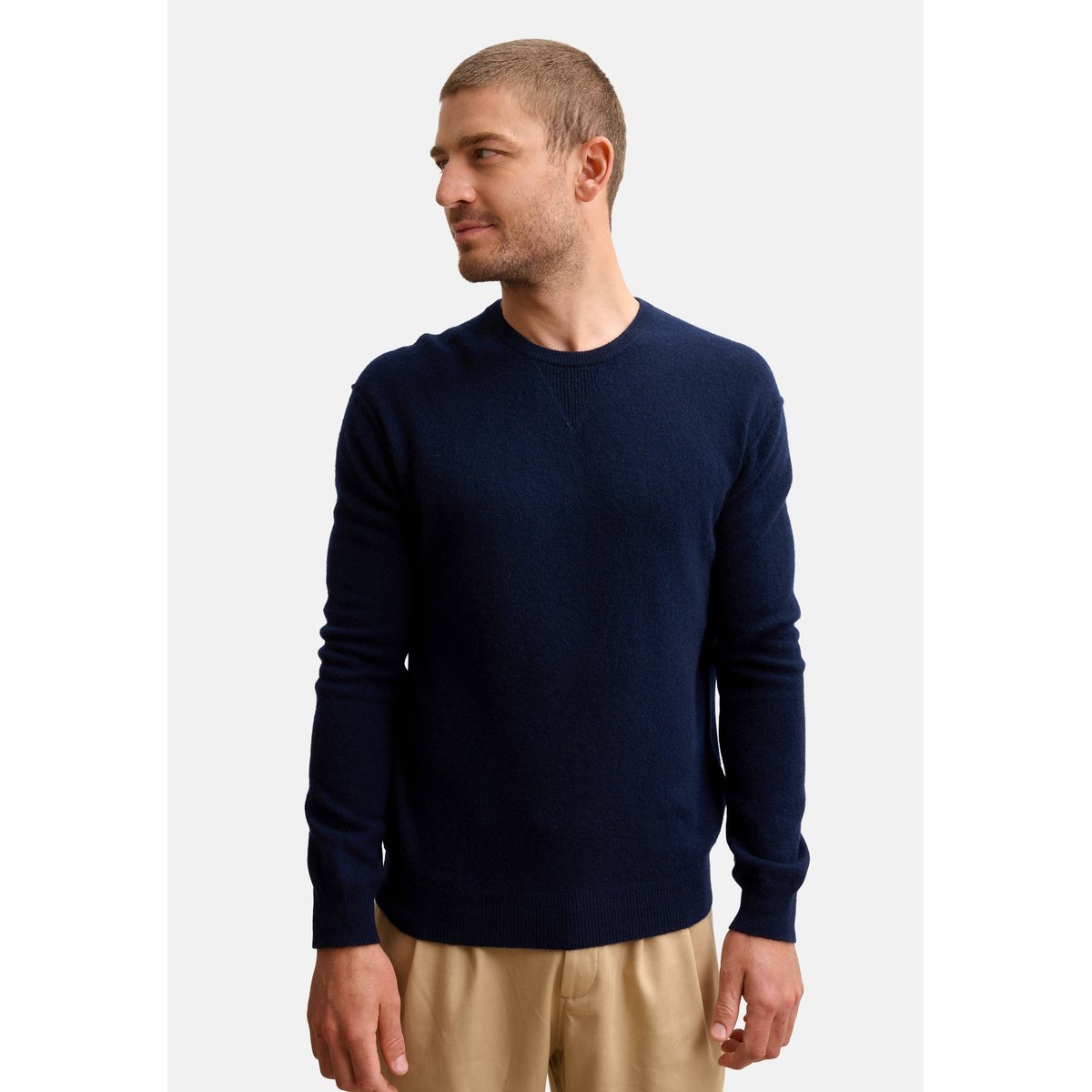Pull Col Rond Navy Noe bleu foncé, JUST CASHMERE