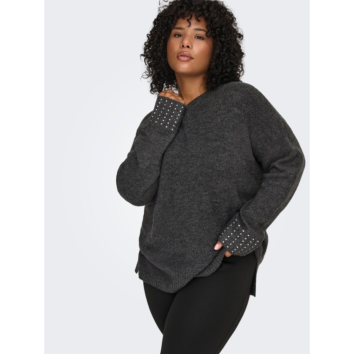 Pull En Maille dark grey melange, ONLY CARMAKOMA