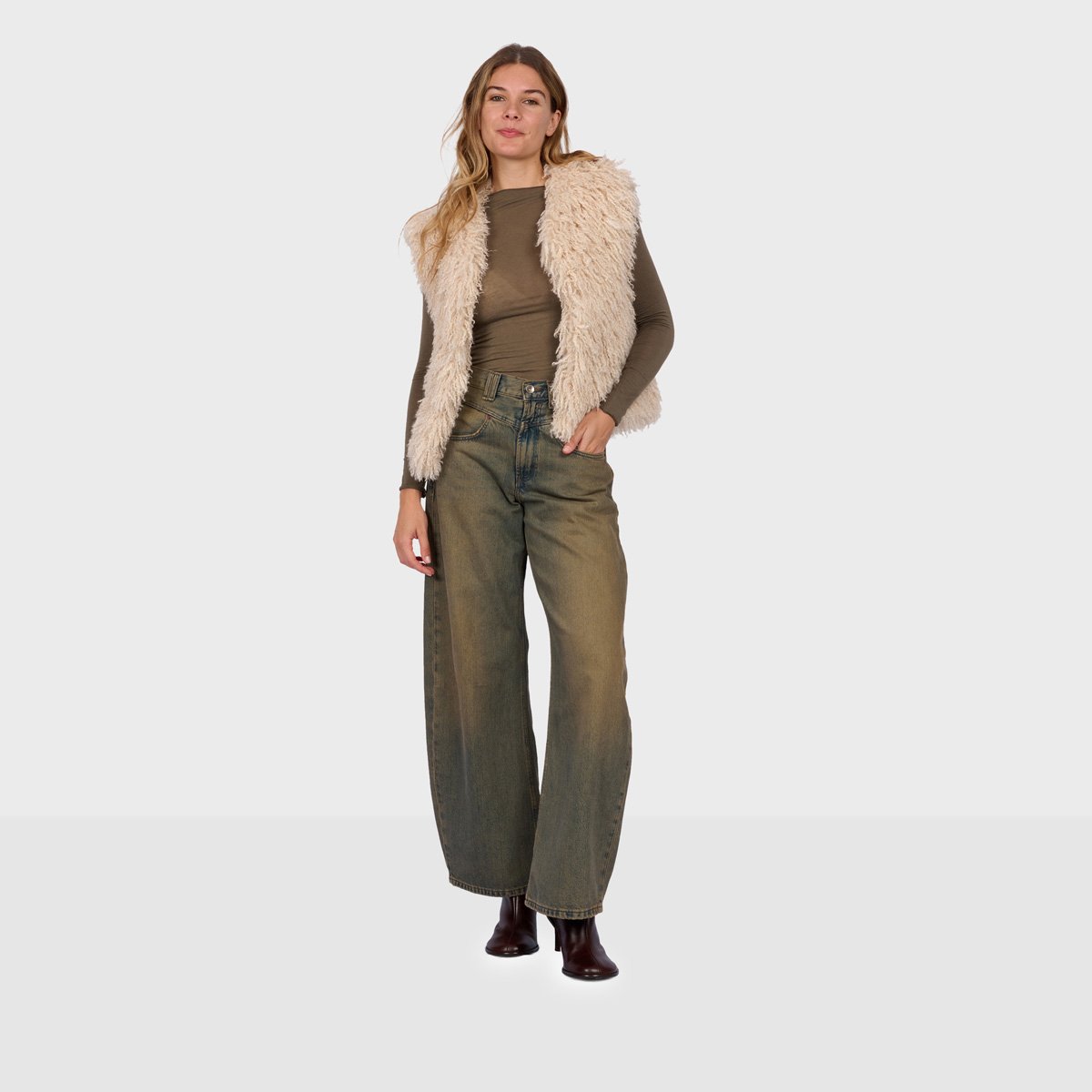 Gilet sans manches à coupe classique BETH beige clair, OAKWOOD