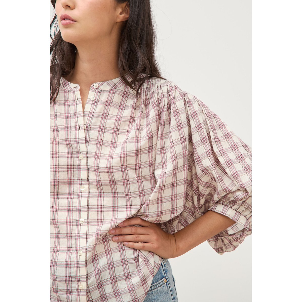 Chemise oversize à carreaux marron cognac, BONOBO