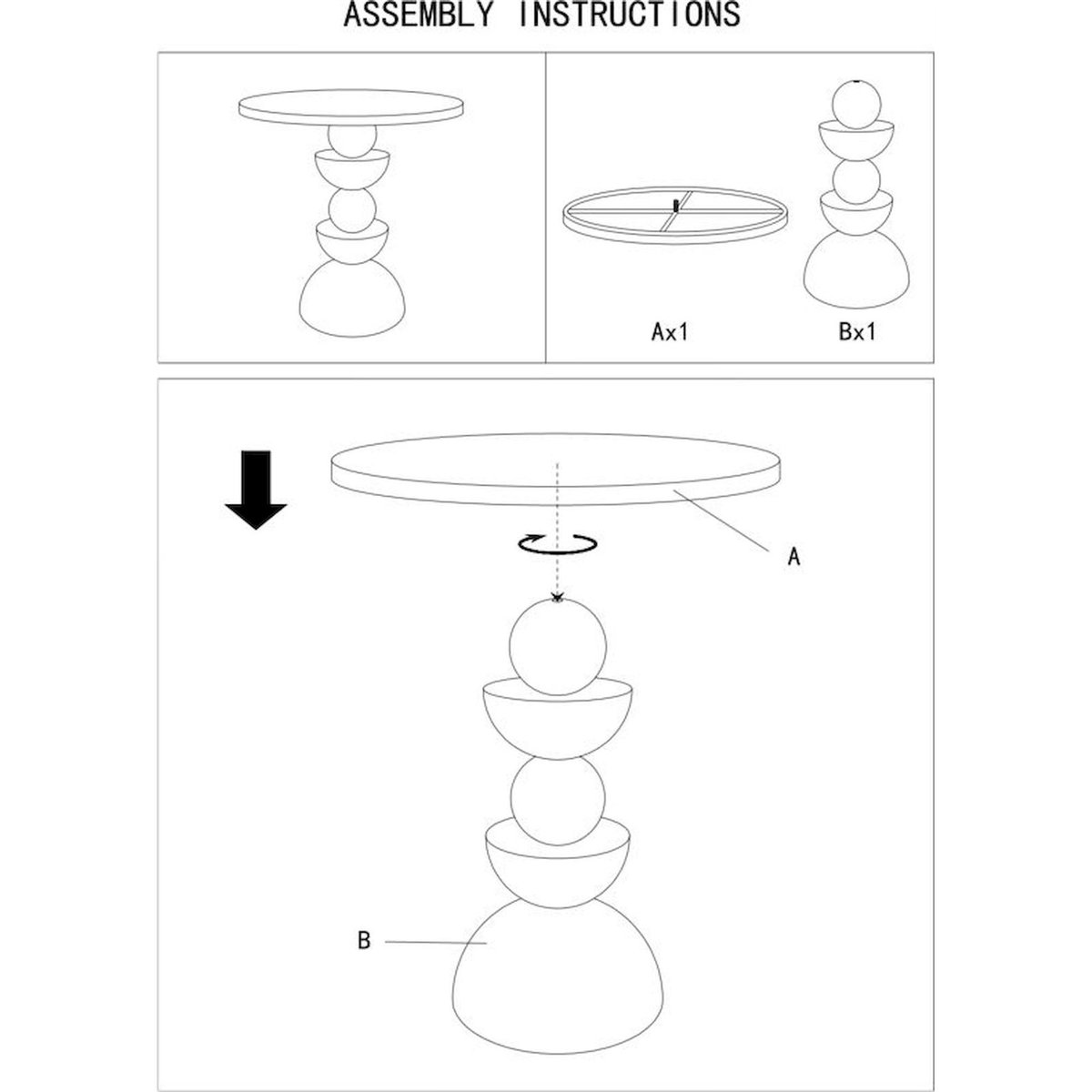 Table d'appoint en fer plateau miroir MODERN crème, RECOLLECTION