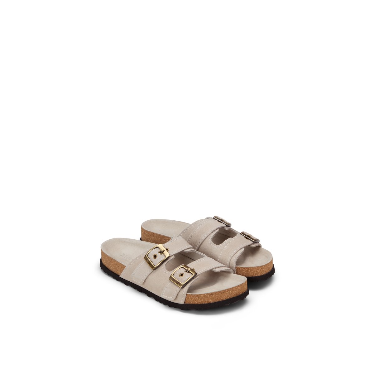 Mule modèle Quinn en cuir velours doux gris clair, MARC O'POLO