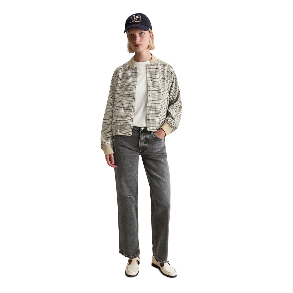 Blouson à carreaux regular avec du polyester recyclé blanc naturel, MARC O’POLO DENIM