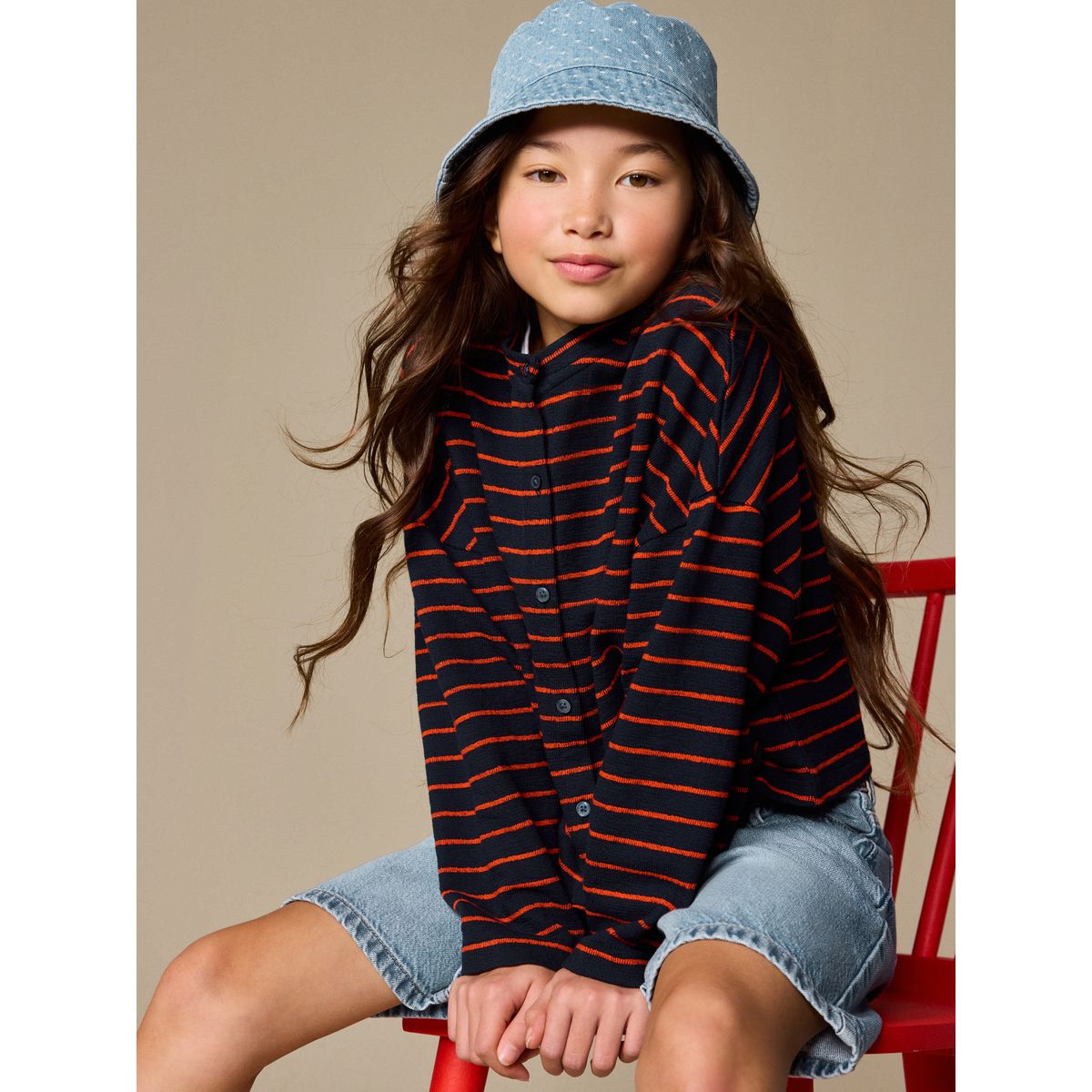 Cardigan rayé texturé bleu marine/rouge, NEXT