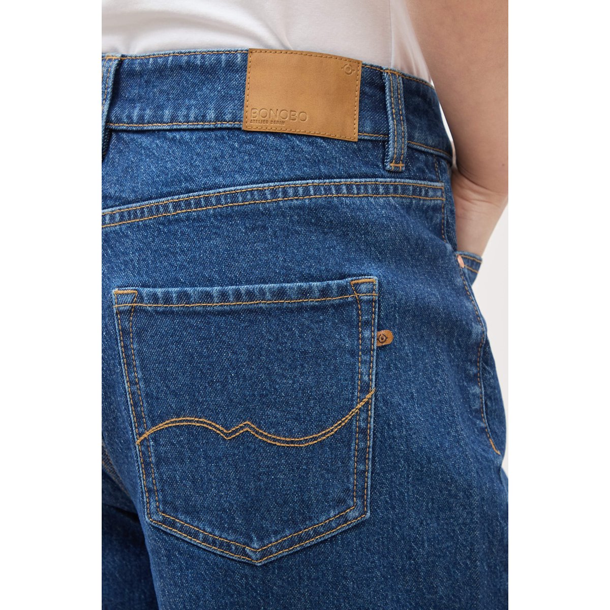 Jeans barrel taille haute 7/8ème denim brut, BONOBO