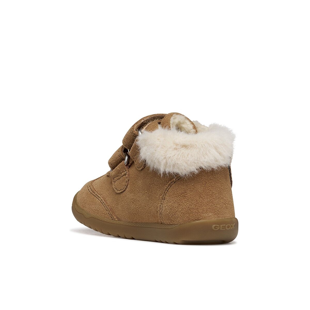 Kids Macchia Faux Fur-Lined Suede Trainers cognac, GEOX
