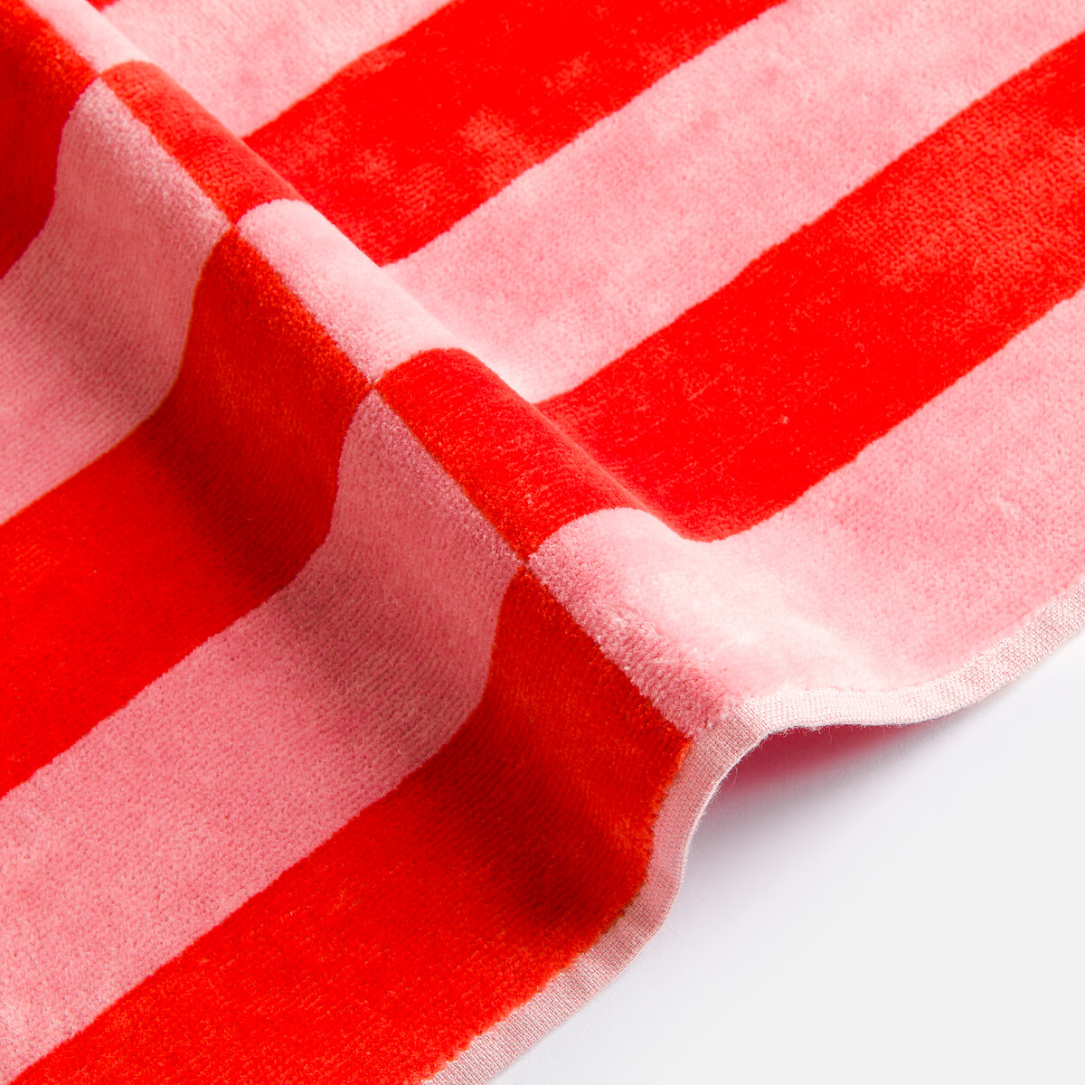 Maxi drap de bain éponge velours,Tabaka rose/rouge, LA REDOUTE INTERIEURS