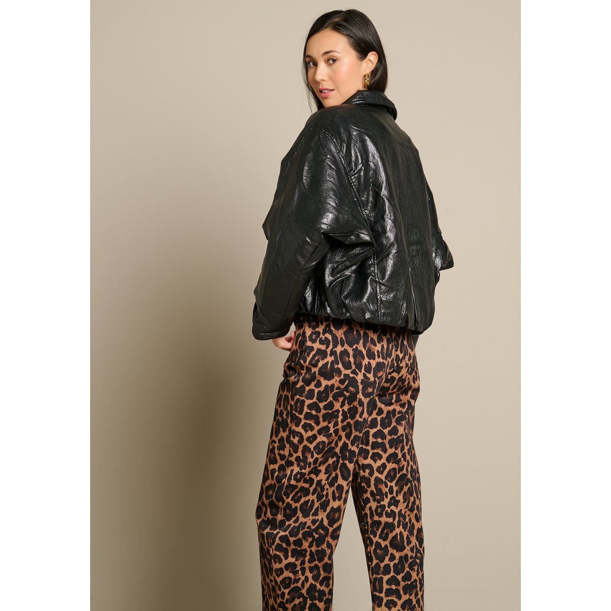 Bomber effet cuir noir, LOLALIZA
